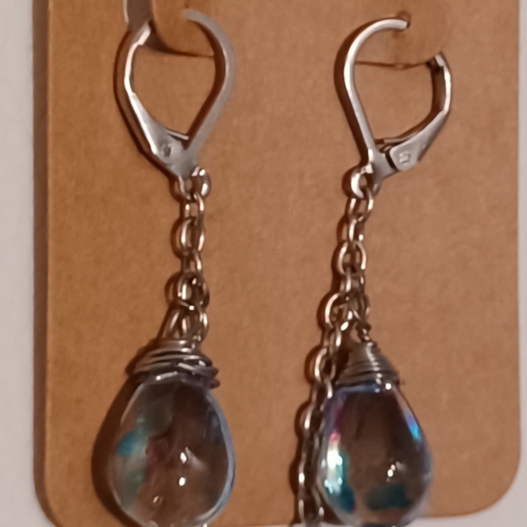 TEARDROP MURANO GLASS WIRED EARRINGS - Picture 2 of 5